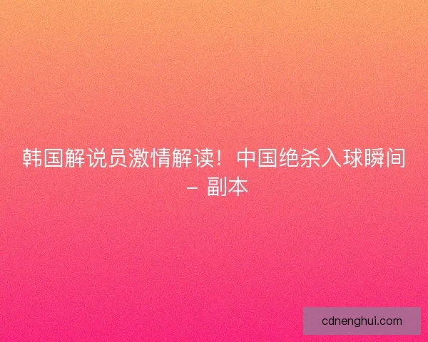 韩国解说员激情解读！中国绝杀入球瞬间 - 副本