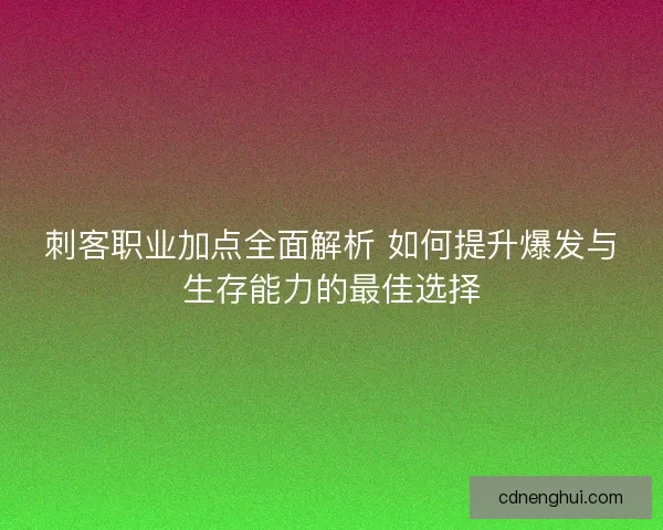 刺客职业加点全面解析 如何提升爆发与生存能力的最佳选择